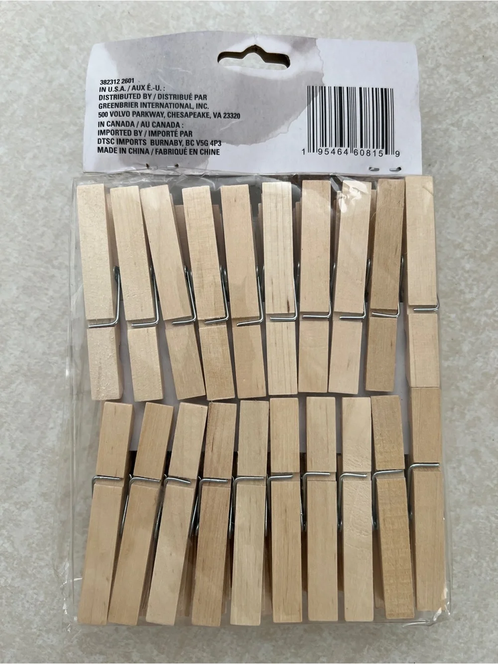 Natural Wooden Clothespins - Pack of 60